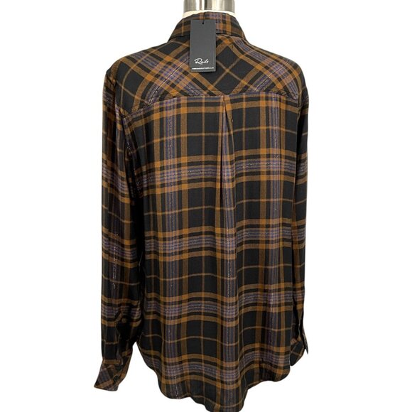 NWT Rails Hunter Shirt Camel Black Lurex Plaid Button Down Size Medium M - Picture 4 of 13